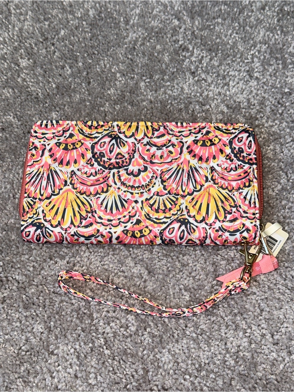 Simply Southern Coral Pink & Gold Multi Shell Patterned Wristlet Wallet - Picture 2 of 5